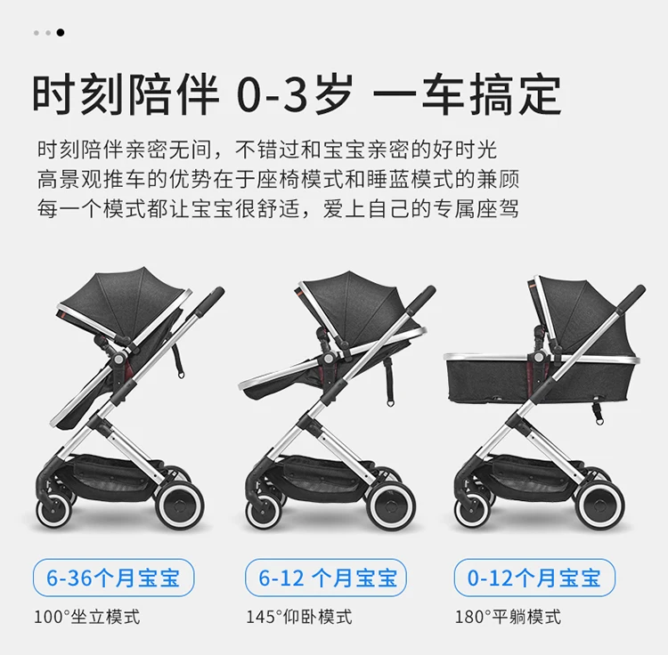 Детские легкая коляска складной может сидеть лежащий двухсторонний высокий пейзаж портативный зонтик Новорожденный ребенок детская