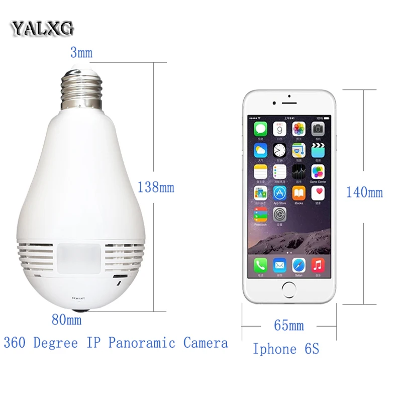 Yalxg New IP HD 960P Wi-fi Mini Security Home Led Lamp Panoramic Camera Wireless Bulb CCTV Security DVR Connector Night Vision