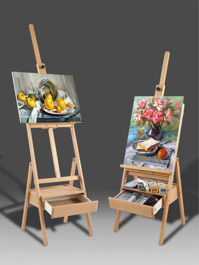 

Easel with Drawer Caballete De Pintura Artist Oil Painting Stand Chevalet En Bois Wood Easel Stand Art Supplies for Artist