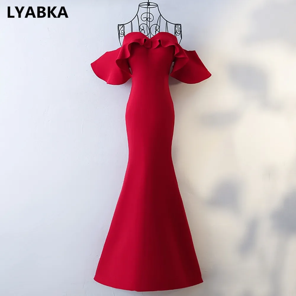 

Vestido High Quality Evening Dress Prom Gown New Fashion Burgundy Satin Mermaid Evening Dresses Long Dress 2019 Vestido De Festa