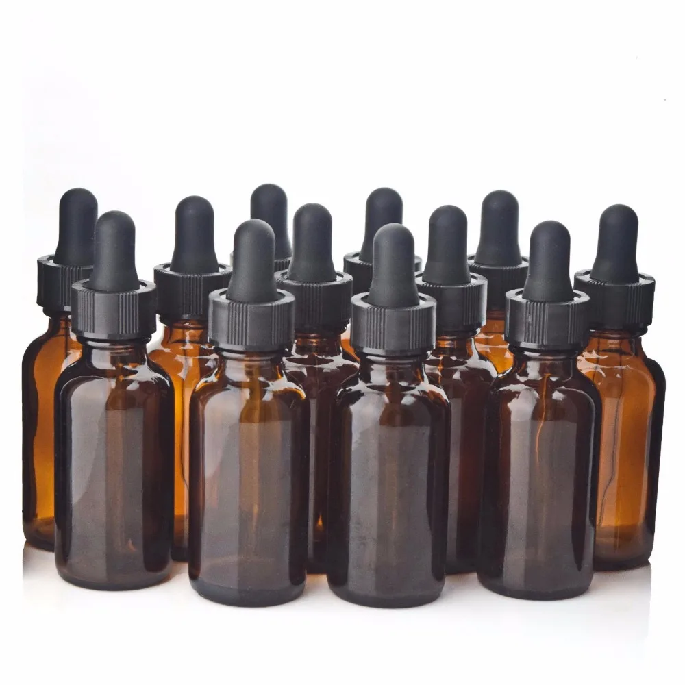 12pcs 30ml Amber Glass Liquid Reagent Pipette Bottle With Eye Dropper For Essential Oil