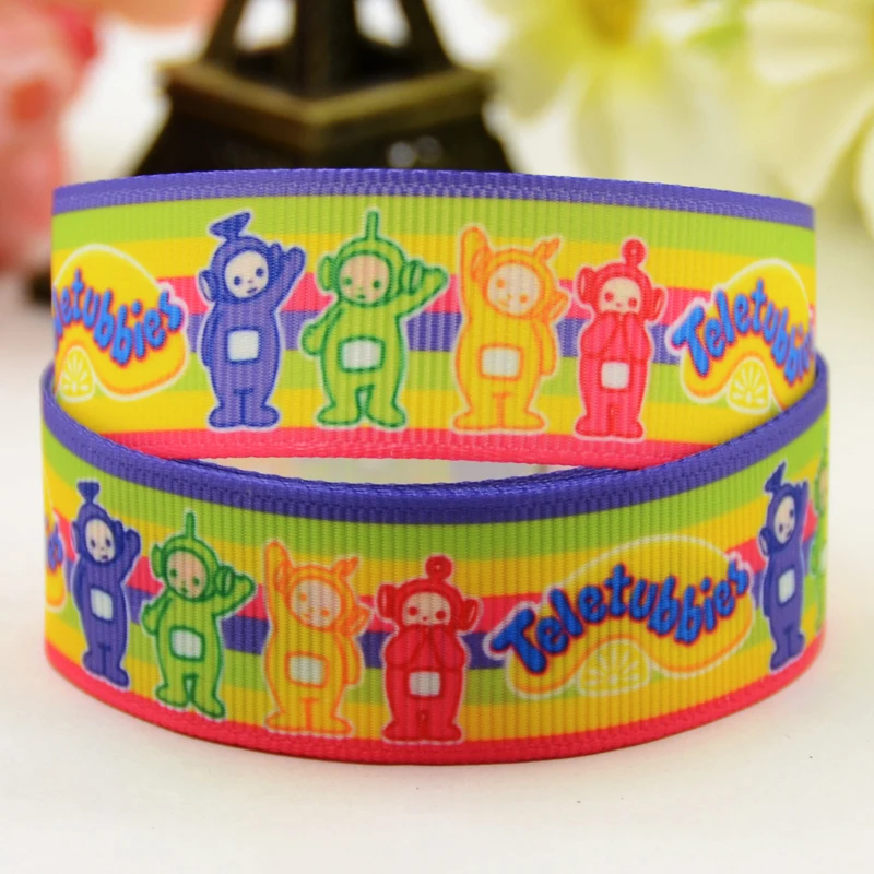 7/8'' 22mm 1&quot 25mm 1-1/2&quot 38mm 3&quot 75mm Teletubbies Cartoon Character printed Grosgrain Ribbon party decoration X-01230 10 Yards |