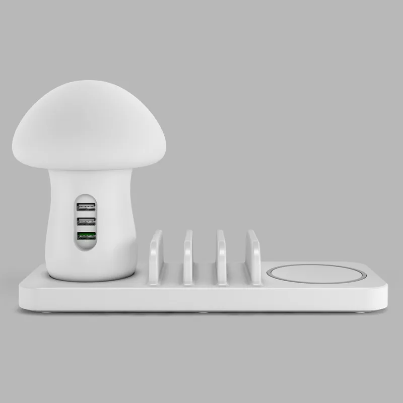 

LED Light USB Charging Station Fast Charge 40W Multi Device Charger 3-Port QC 3.0 LED Light USB Phone Charger Mushroom