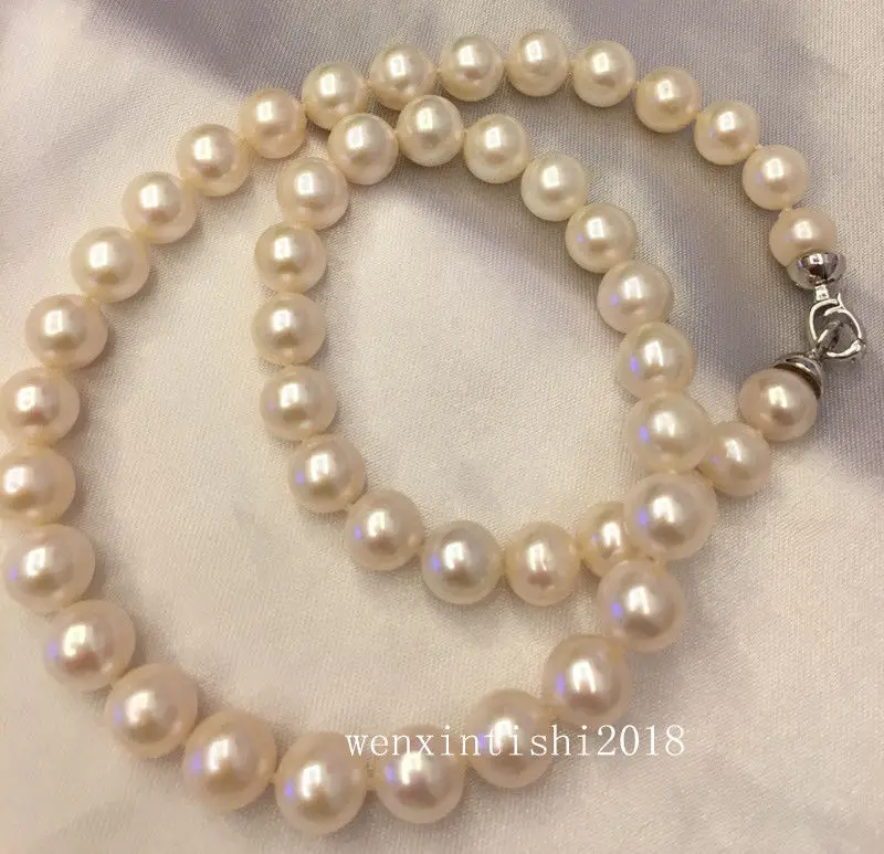 

FREE SHIPPING HOT sell new Style >>>>> 17"AAA+ 9-10MM PERFECT SOUTH SEA WHITE PEARL NECKLACE