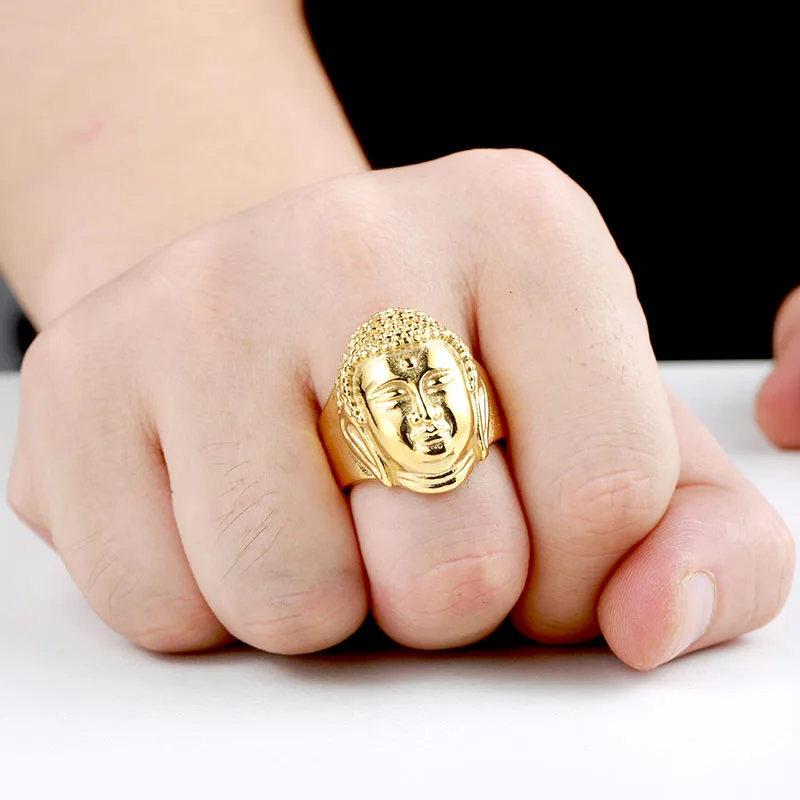 Головы Будды благословит кольцо 316L Нержавеющая сталь Буддизм украшения цена оптовой продажи BR8-076