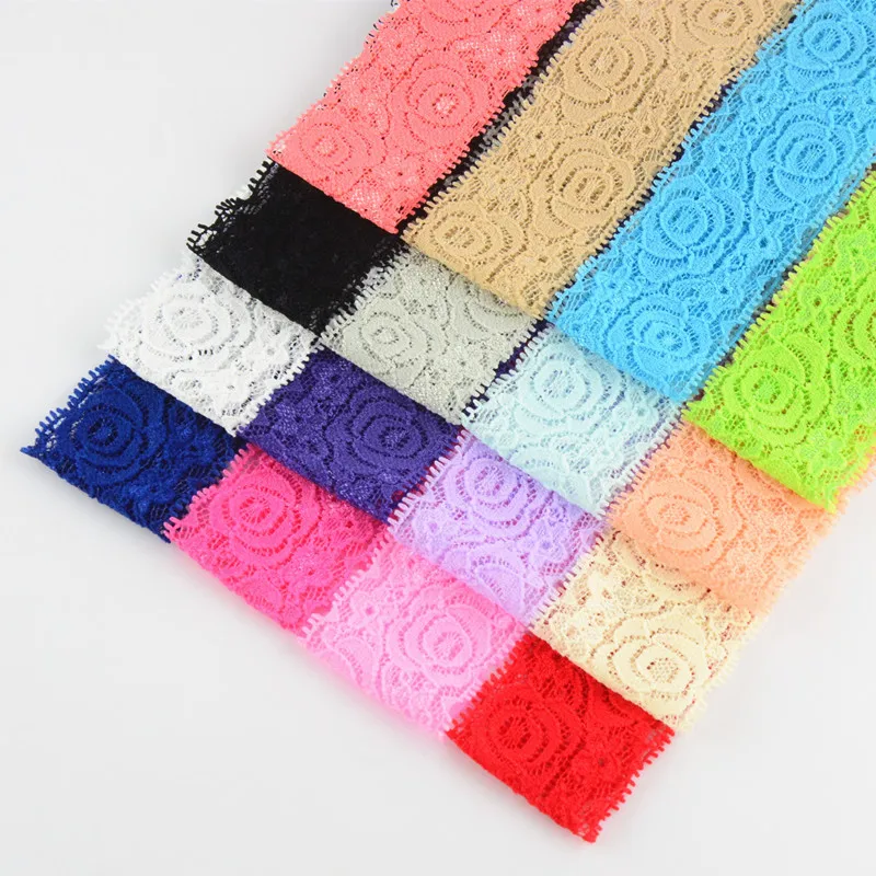 Top Quality 24pcs lot girl Headbands Hair Accessory Lace Flowers Wide Head Bands 1 6in Girls