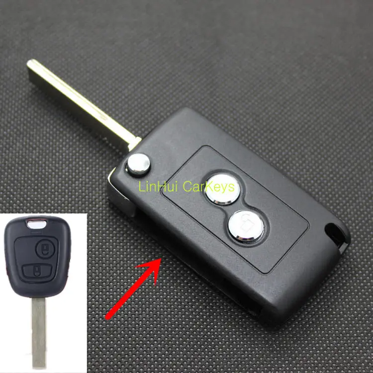 

PINECONE Key Case for PEUGEOT 307 Key 2 Bright Buttons Uncut Side Groove Brass Blade Modified Remote Blank Key Shell 1 PC