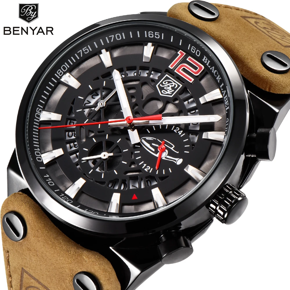 

Top BENYAR Mens Watches Military Army Chronograph Watch Brand Luxury Sports Casual Waterproof Male Watch Quartz Man Wristwatch