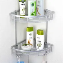 Antique Space Aluminum Corner Basket Bathroom Products Luxury Cosmetic Storage Bathroom Shelf Holder Bathroom Accessories