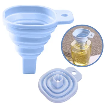 

Novelty silicone folding funnel telescopic long Collapsible Style funnels for household liquid dispensing Kitchen Gadgets blue