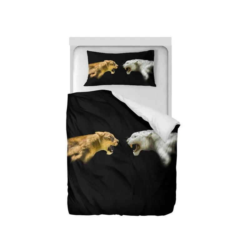 طقم سرير الأزياء بارد الحيوان الأسد 3D الطباعة أغطية لحاف واحد التوأم حجم ديكور غرفة نوم في سن المراهقة الأطفال طقم سرير 2 قطعة