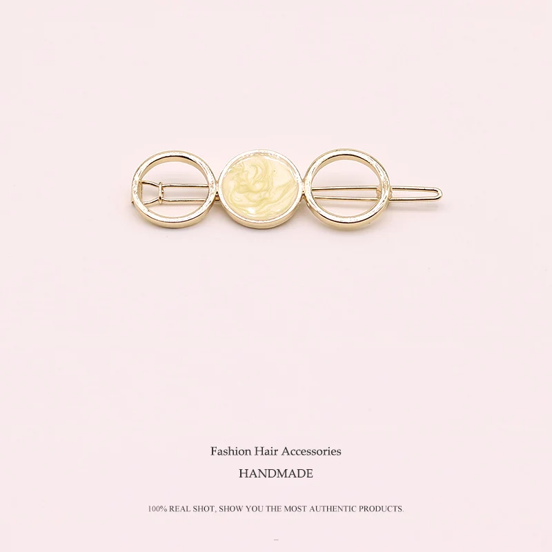 Yellow Round Euhra капающая масляная металлическая заколка для волос, повязка для волос, расческа, заколка для волос, Золотая шпилька, инструменты для красоты, аксессуары для головных уборов - Цвет: Yellow Round
