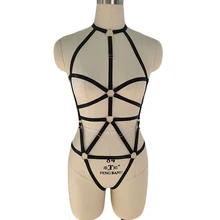 Черная обвязка для тела набор Связывание Белье эластичная Регулировка сексуальный жгут панк готический Фетиш полюс танцевальное платье Harajuku бюстгальтер подвязка пояс