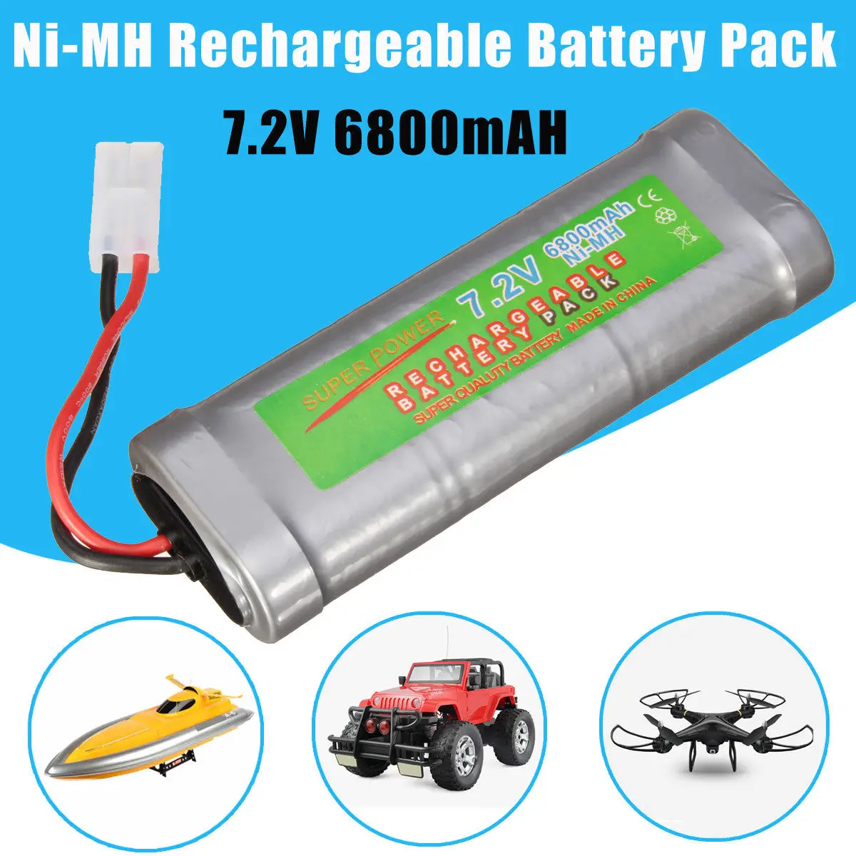 

1 pcs 7.2V 6800mAh Ni-Mh rechargeable battery pack RC