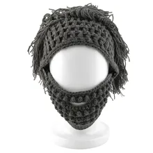 Вязаный крючком Хобо безумный учёный пещерный человек борода шляпа маска фотография Реквизит с серый; черный цвет Одежда Горячая