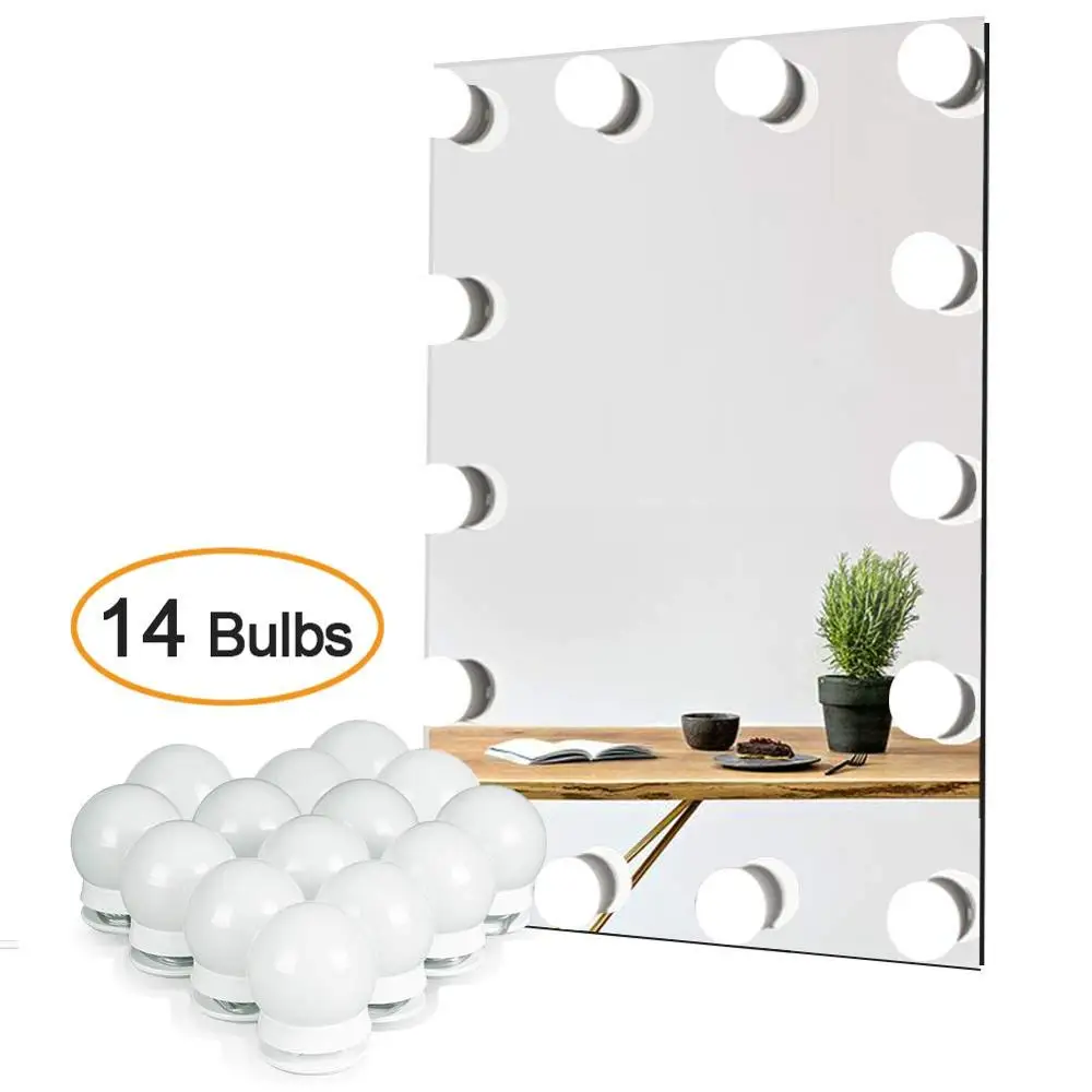 

Makeup Mirror Vanity LED Light Bulbs Kit USB Charging Port Cosmetic Lighted Make up Mirrors Bulb Adjustable Brightness lights