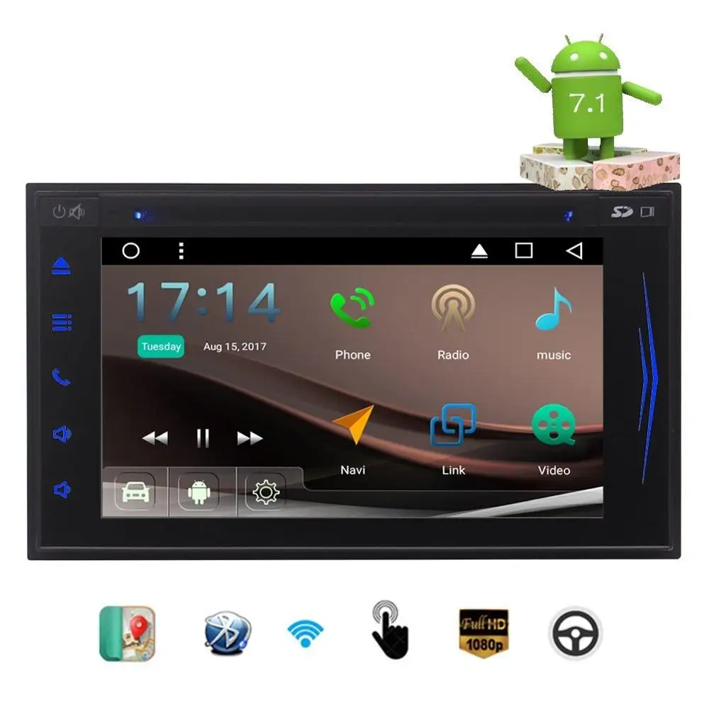 Android7.1 автомобильный стерео приемник с dvd проигрывателем gps навигация Поддержка