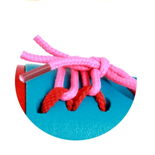 Children's educational wooden wearing shoes toys kindergarten early education wearing rope threading props laces puzzle toy