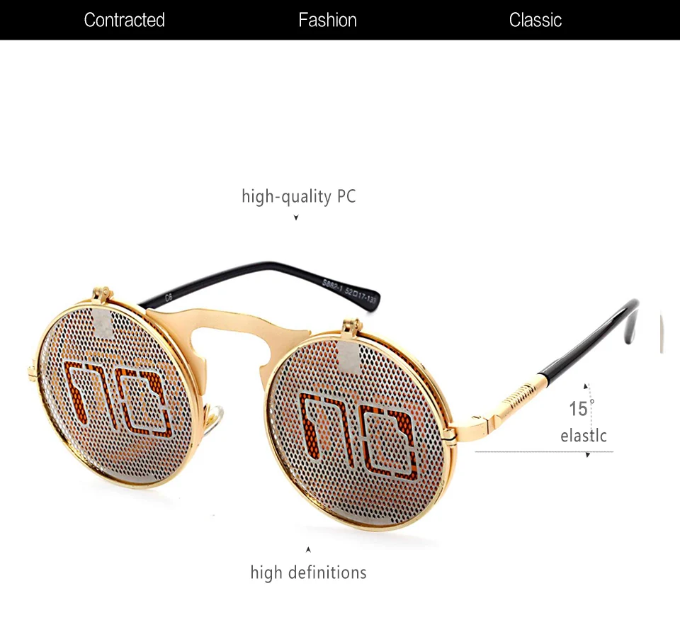 GYSNAIL Винтажные Солнцезащитные очки Stemapunk круглые дизайнерские паровые панк металлические Oculos de sol wo мужские очки с цветным покрытием мужские ретро круг
