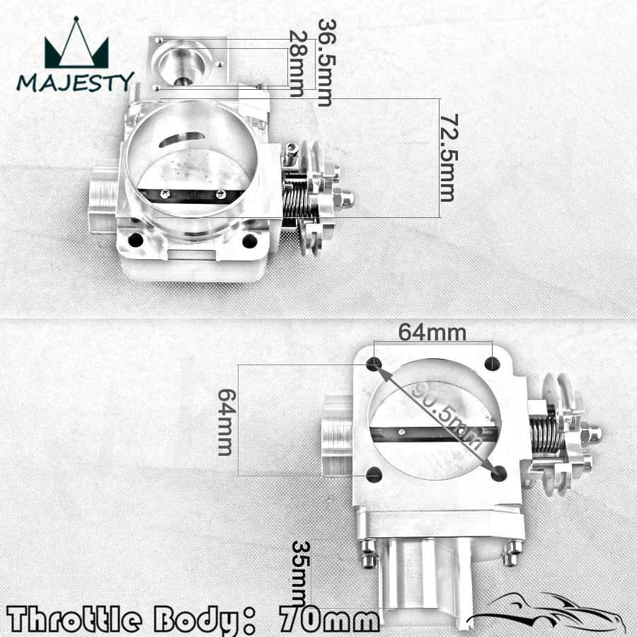 70 мм дроссельной заслонки для Mitsubishi EVO7 EVO8 EVO9 4G63 03-07 EVO 7 8 9 черный