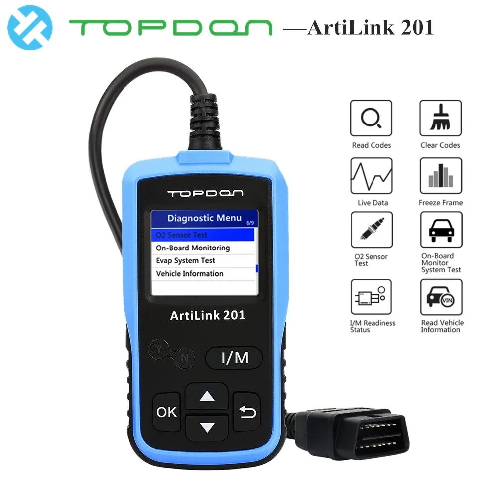 Автомобильный диагностический сканер TOPDON ArtiLink 201 OBD2 универсальный инструмент OBD