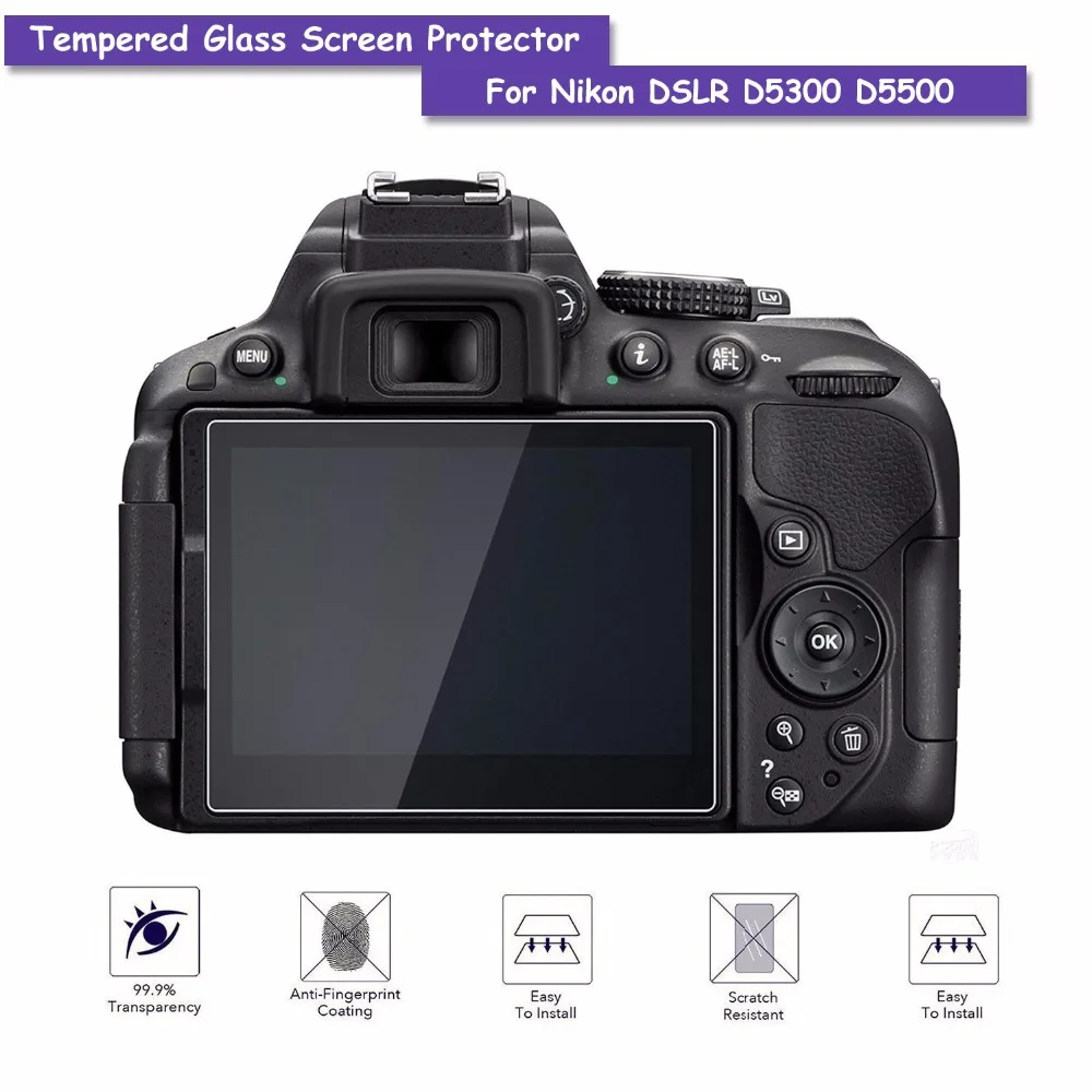 

9H Hardness Premium Tempered Real Glass LCD Screen Protector Shield Film For Digital Camera Nikon DSLR D5300 D5500 Accessories