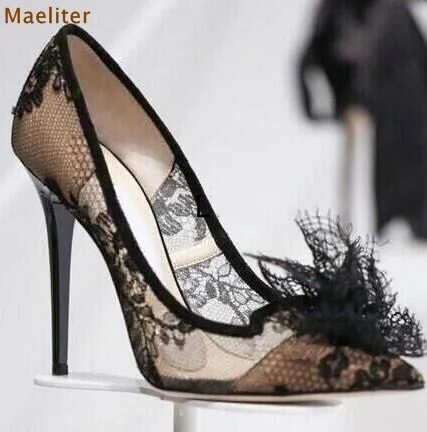 mesh pointed toe pumps