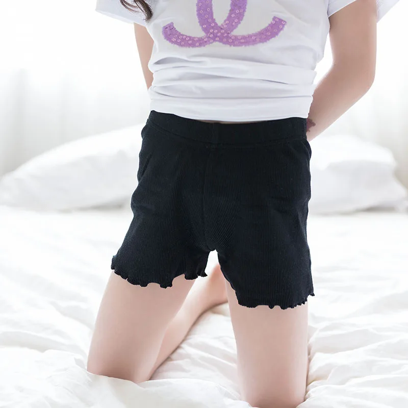 Безопасные штаны для девочек, хлопковое детское нижнее белье, цветные трусы для девочек, детские трусы, детские шорты - Цвет: Черный