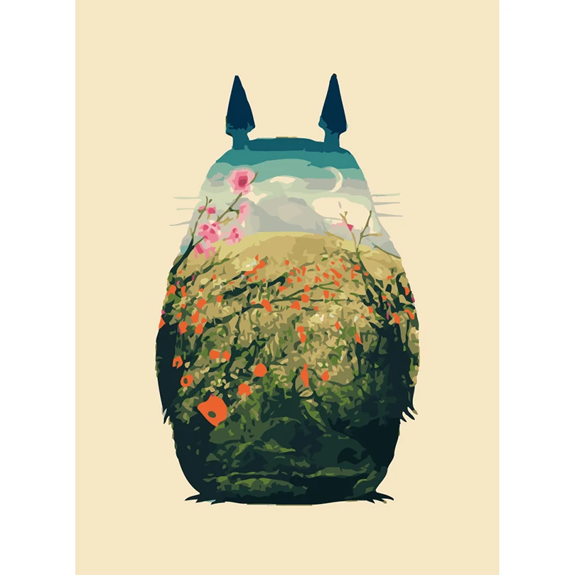 

My Neighbor Totoro Picture Canvas Oil Paintings DIY Digital painting coloring by Numbers Flowers 40*50cm modular pictures RS172