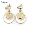 Metal Shell Round Earrings Non Pierced Natural Shell Geometric Clip On Earrings Without Piercing Women Minimalist Earring CE153 ► Photo 1/3