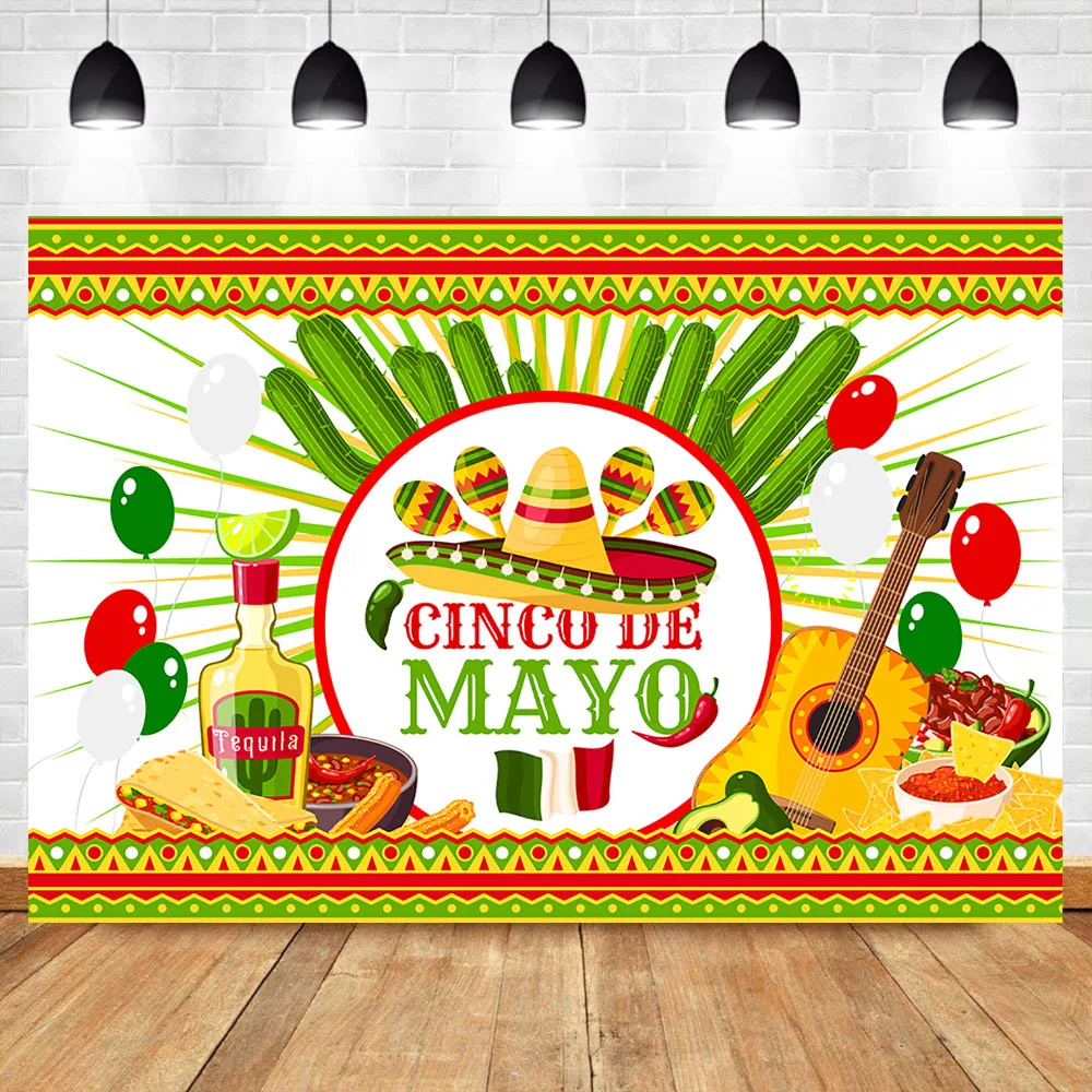 

Cinco de Mayo Background Photography Great as Mexican Party Photo Booth Children Birthday Party Luau Event Backdrop Props