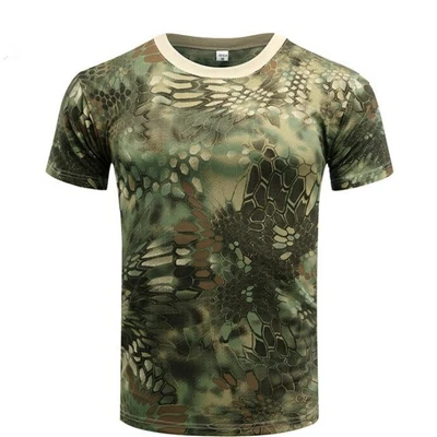 Уличные камуфляжные рубашки для кемпинга тактические футболки мужские походные охотничьи быстросохнущие армейские камуфляжные военные рубашки с коротким рукавом - Цвет: 5