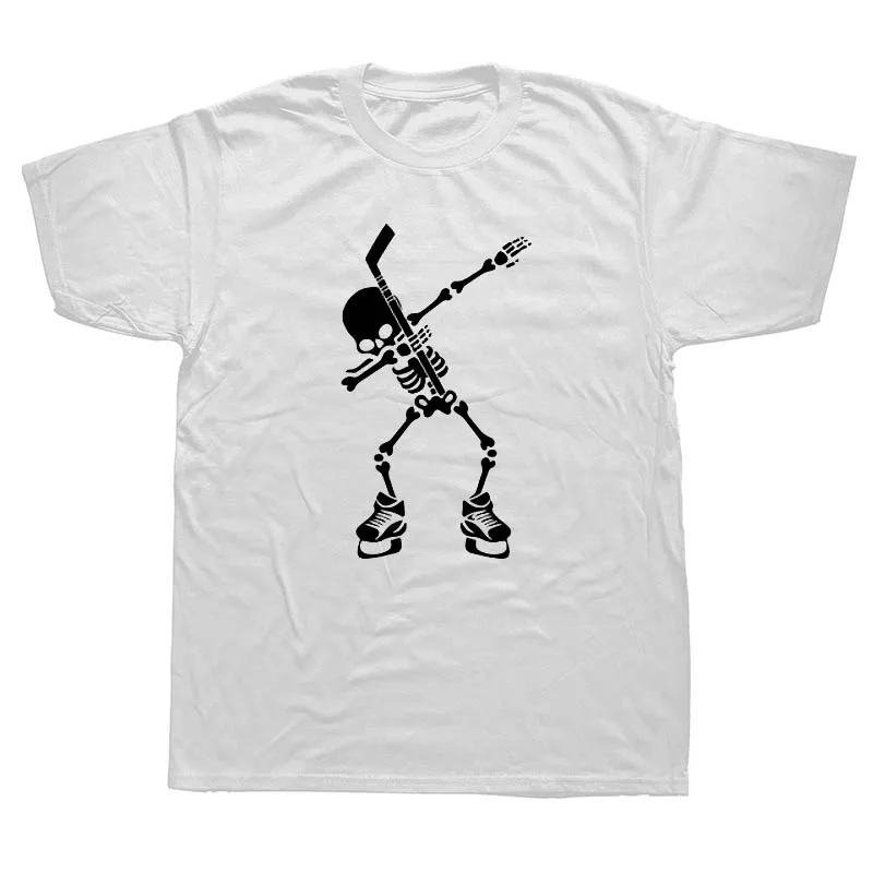 Hockeyer Skeleton Dab Dance футболка для Хэллоуина новая футболка Мужская модная футболка Модная хлопковая футболка размера плюс - Цвет: white