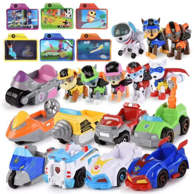 

Paw Patrol Dog Pull back Sound Effect Cars Action Anime Figures Model Patrulla Canina Kids Toys Gifts