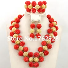 Последняя мода красный/Шампанское Свадебные бусины Африканский комплект украшений из Дубая Свадебный костюм комплект ювелирных изделий