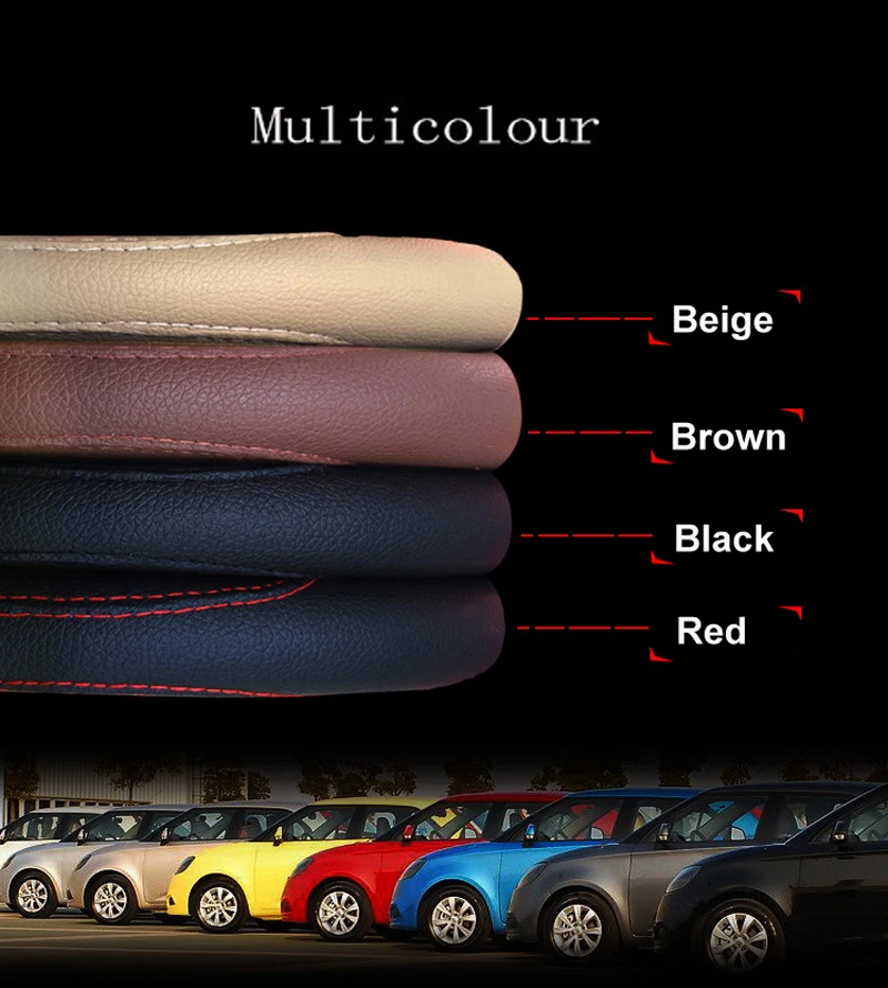 HuiER, Кожаные чехлы на руль, 4 цвета, модные, универсальные, для 37-38 см, авто, рулевое колесо, автомобильные чехлы