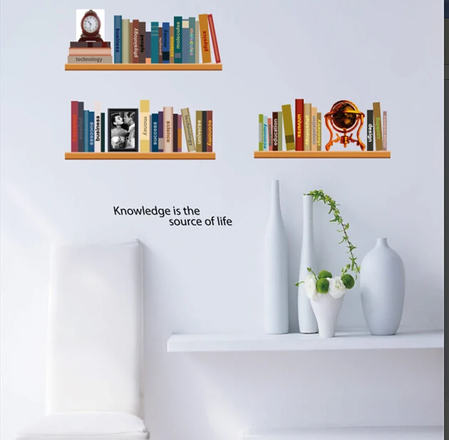 Книжная полка школьная Наклейка на стену мультфильм для детской комнаты