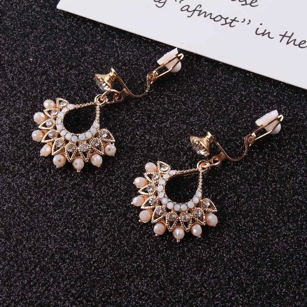 

New Design Vintage Fashion geometric Zirconia Clip on Earrings Without Piercing for Women Wedding Party Trendy Jewelry