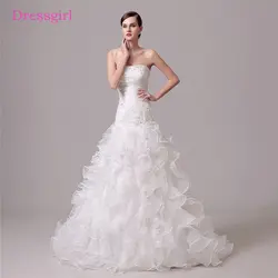 Большие размеры Vestido De Noiva 2019 Свадебные платья Русалка без бретелек органза кружево бисером Boho Дешевые Свадебные платья