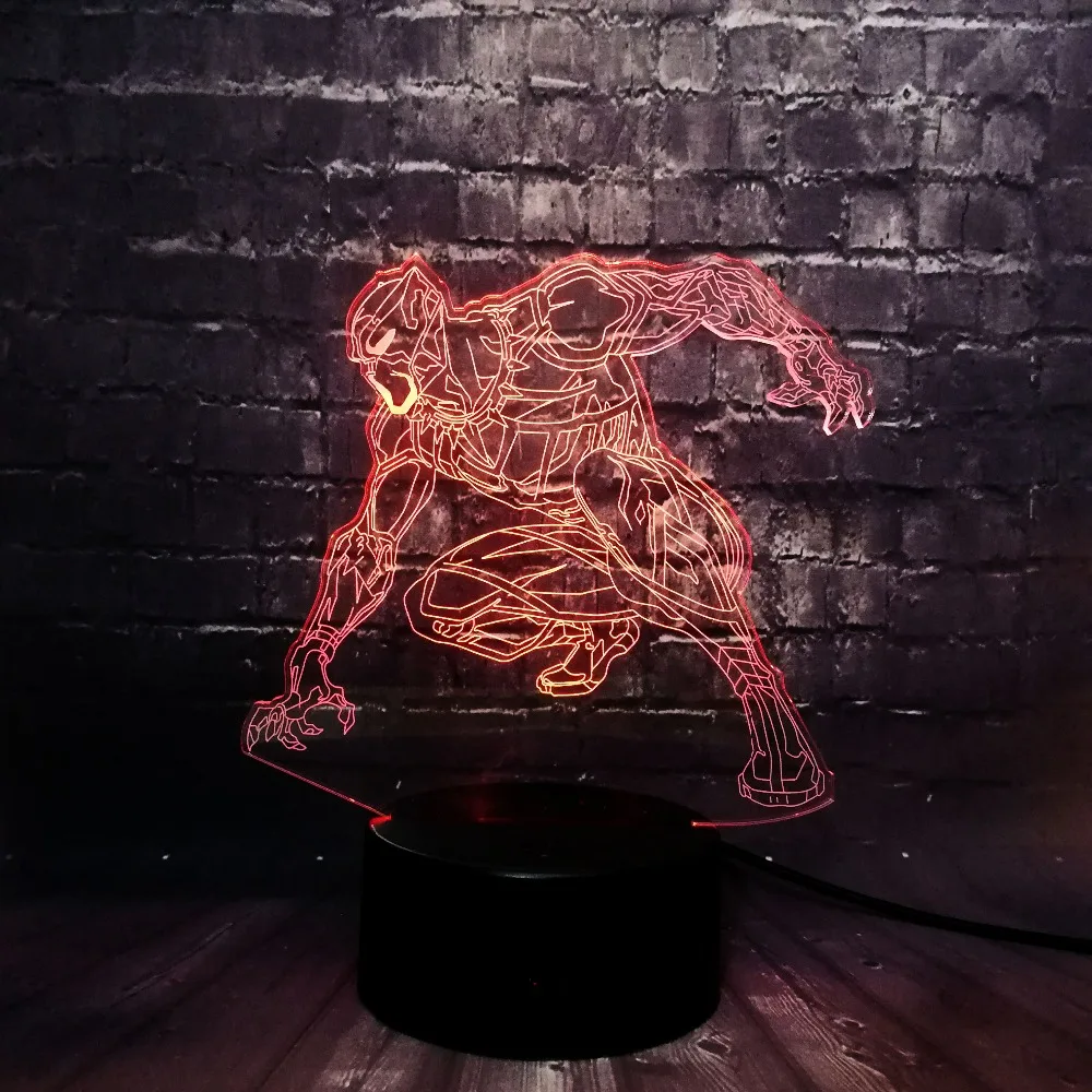 Горячая Marvel фильм супер герой пантера 3D с красным светодиодом Батарея Мощность 7 цветов изменить USB базовый Декор домашний стол Ночная