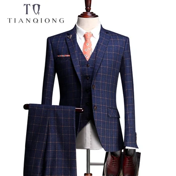 

TIAN QIONG Custom Made Wedding Tuxedos Men Suits Taliored Event Ceremony Tuxedos Jacquard Wool Fabric(Jacket+Pants+vest+shirt)