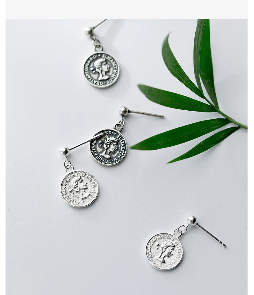 Vintage Avatar Drop Pendant Coin Earrings Punk Gold Color S925 Sterling Silver Dangle Earring Brinco for Women Statement Jewelry (5)