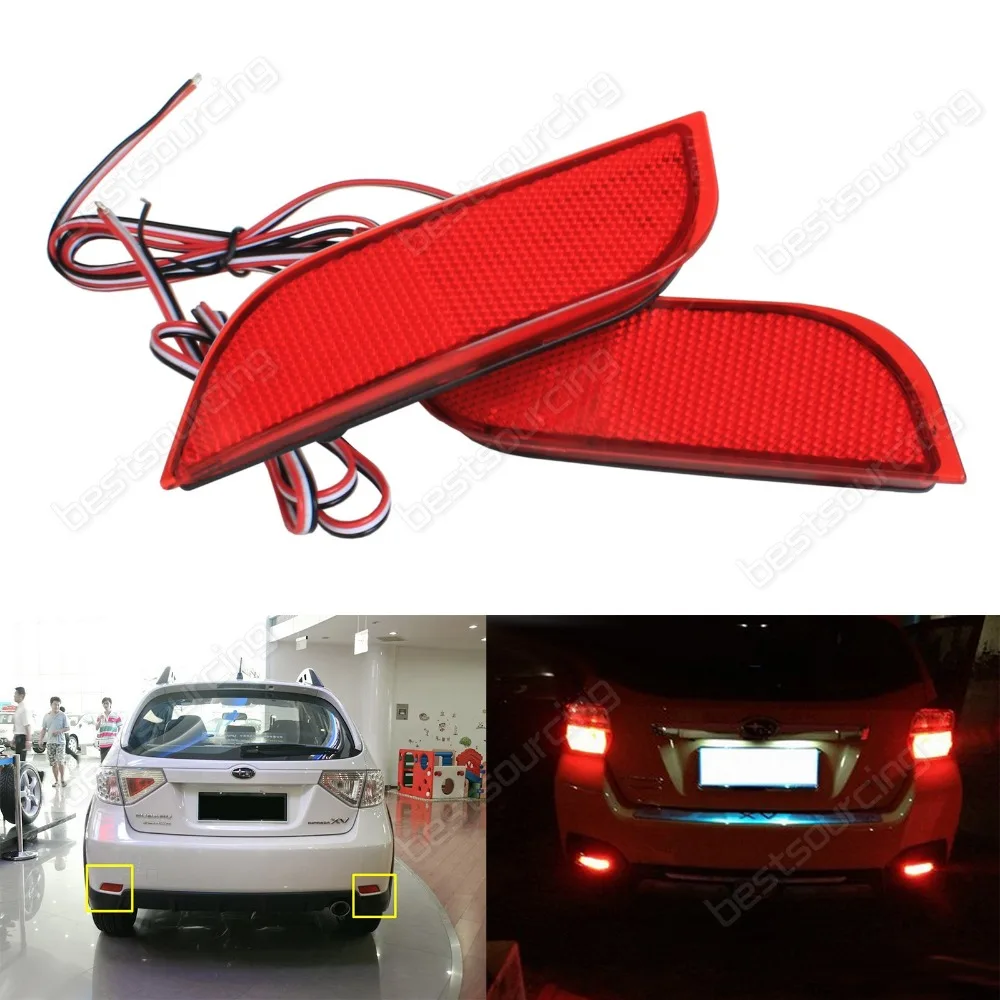 Red Lens Rear Bumper Reflector LED Tail Stop Light Subaru Impreza WRX