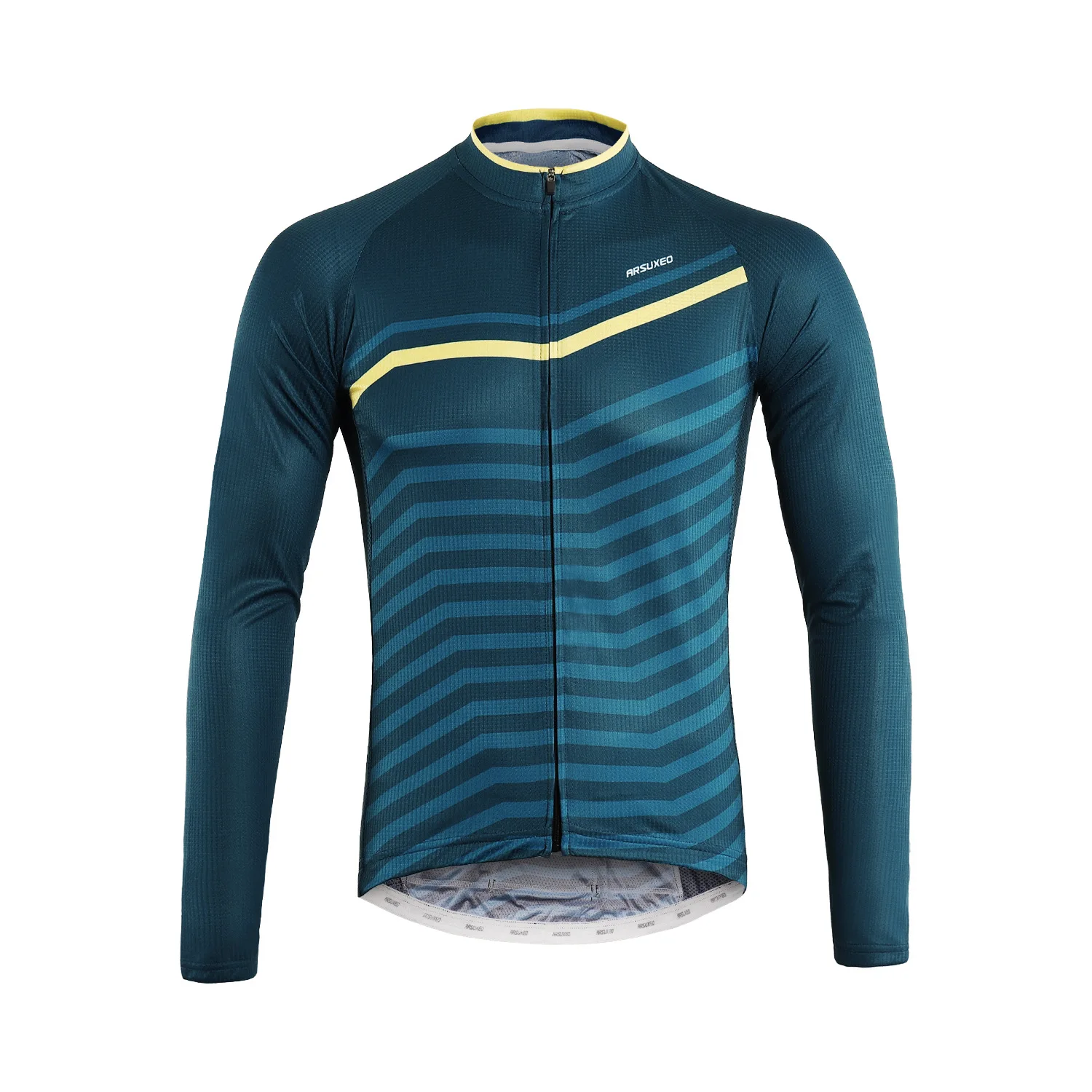 

ARSUXEO Pro Men's Cycling Jersey Full Zipper Long Sleeve Breathable Spring Autumn MTB Road Bike Clothing with Reflective Stripe