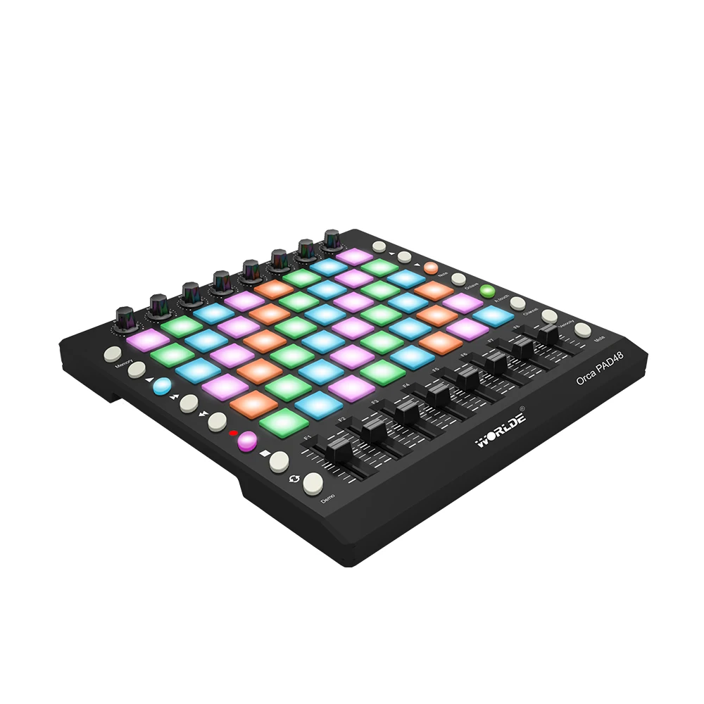 Портативный USB MIDI контроллер для барабанных колодок с подсветкой 48 RGB 8 ручек 16 кнопок 8 ползунков с usb-кабелем