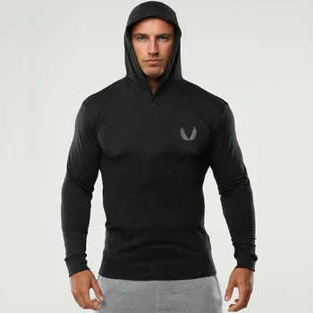 

Mens Quick Dry Running hooded Long Sleeve T-Shirt Jogging Fitness Gym Training Bike Cycling Outdoor T-Shirt Clothing