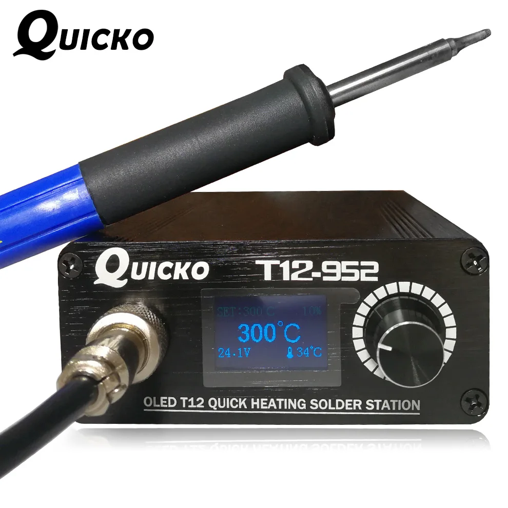QUICKO STC T12 OLED Digital Soldering Station T12 9501 handle soldering tips 108W big power lead