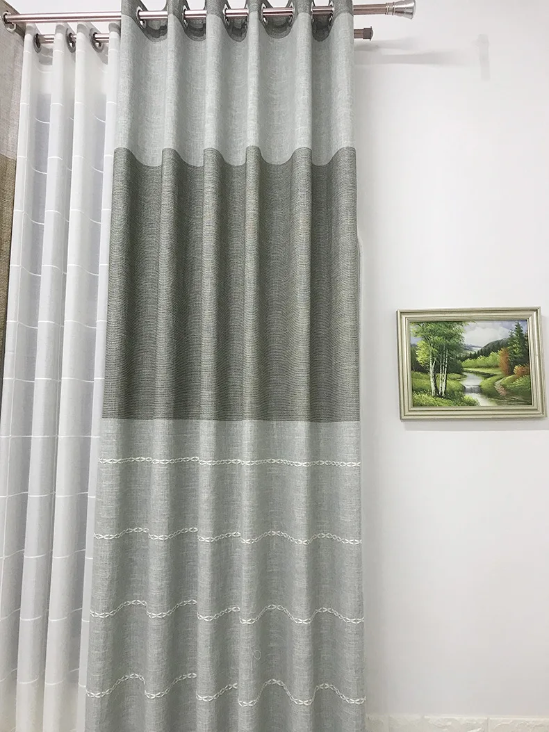 Коричневый серый современный простой дизайн полиэстер затемненные шторы ткань для гостиной спальни оконные шторы жаккард