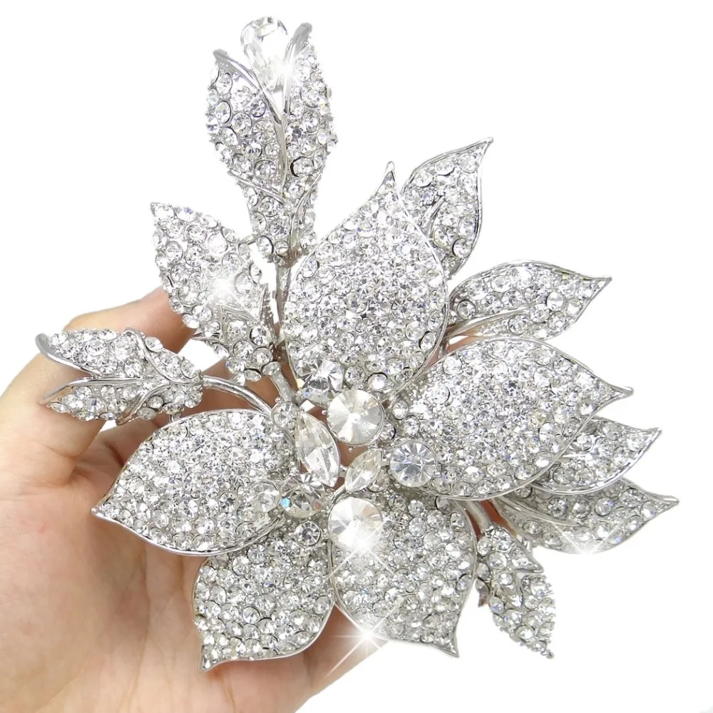 Broche Fleur VB Italie – Strass Cristal Ambre Jaune – Métal Ton Or – Neuf Sans Boîte
