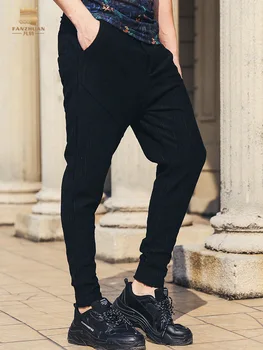 

fanzhuan Free Shipping men's man male 2019 summer new casual men fashion jacquard texture slim cropped pants trousers 928018